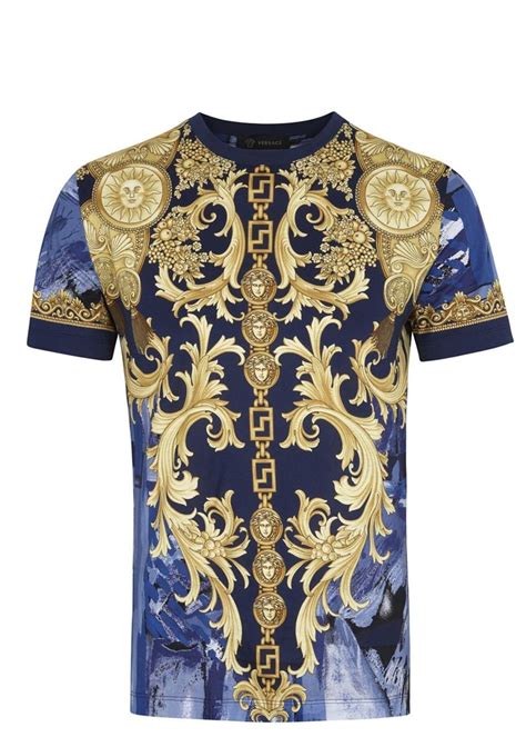 camo blue versace shirt|Versace barocco t shirt.